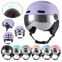 Ski Helmets Ski Helmet with Detachable Earmuff Men Women Snowboard Helmet with Goggle Fixed Strap Safety Skiing Helmet Skiing Sports Helmet 231109