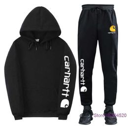 2023 Autumn Winter Men's and Women's Fashion Hoodies North American High Street Brand Carharthoodie Hip-hop Personality Casual Sweater Set