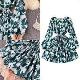 Casual Dresses Gentle Wind Floral Dress Femininity Waist Collection Show Thin Retro Break First Love Sweet Fairy Skirt