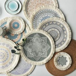 Table Mats Placemats Fot Tassel Fabric Decoration Ethnic Style Coffee Mat Nordic Cotton Linen Insulated Round Simple