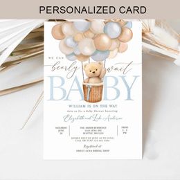 Greeting Cards Customised teddy bear balloon bears theme baby gift will invite us to wait for the invitation card 231110