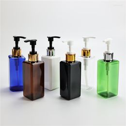 Storage Bottles Square 200ML X 30 Empty Shampoo Container With Gold Collar Lotion Pump Shower Gel Plastic Bottle Travel Essential Oil PET