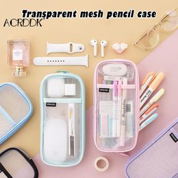 Pencil Bags 1pc Large Capacity Case Bag Storage Mesh Pen School Stationery Supplies For Kids Adults DF