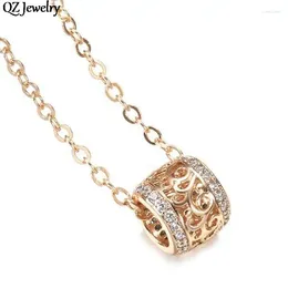 Pendant Necklaces Exquisite Hollow Out Bead Paved CZ Necklace Full Spacer Beads Chain For Women Sweater Decor Jewelry Gifts