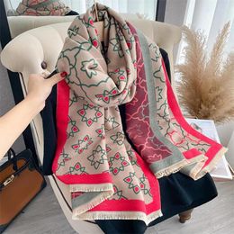 Scarves 2023 Winter Cashmere Scarf Women Design Warm Pashmina Blanket Wraps Ladies Shawl Female Decoration Thick Foulard