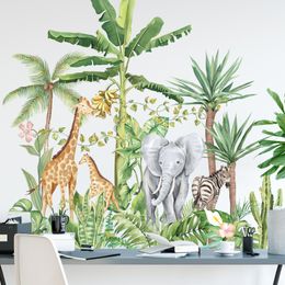 Wall Stickers Large jungle animal wall stickers for children's rooms boy's rooms bedroom decorations forest wallpaper posters vinyl Nordic home decor 230410