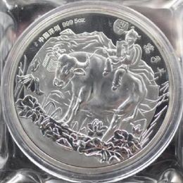 Arts and Crafts Chinese Shanghai Mint 5 oz 1997 year zodiac cow silver Commemorative Medallion