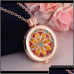 Lockets Pendants Jewelryessential Oil Necklaces Locket Necklace Women Aromatherapy Diffuser Necklces With 3 Colour Pads Fashion Drop Dhage