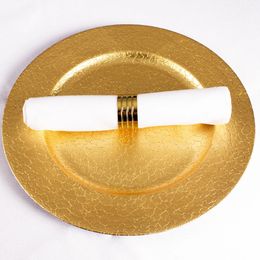 Wholesale decor 33cm gold Plastic charge plates Fruits Disc party dinner steak Western dish Wedding Christmas salver imake787