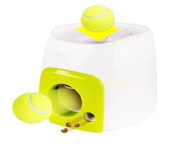 Automatic Dog Feeder Entertainment Training Toys Interactive Tennis Ball Launcher Throwing Ball Machine Pet Food Emission Device Y2533545