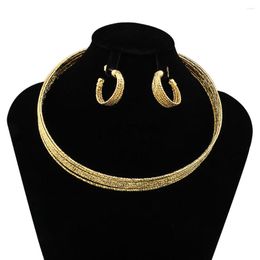 Necklace Earrings Set Wedding And Earring Gold Color Necklece For Women Big Lady Anniversary Gift Party