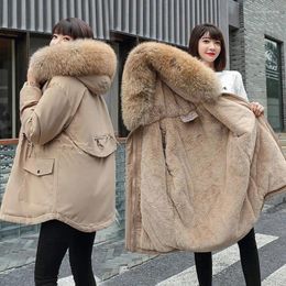 Women's Trench Coats 2023 Parka Thicken Cotton Warm Winter Jacket Coat Women Casual Parkas Clothes Fur Lining Hooded Snow Wear Outwear