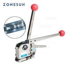 ZONESUN Manual Buckle Free Steel Belt Strapping Machine Seamless Strapping Tool For width 16/19mm thickness 0.55-0.75mm