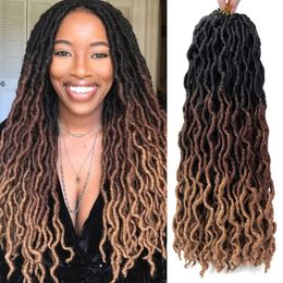 Ombre Gypsy Faux Locs Crochet Braiding Hair 3 Tone Color Wavy Goddess Locs Hair Extension Curly Gypsy Locs Crochet Hair