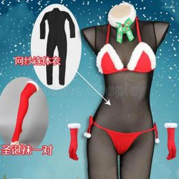 Theme Costume Cos Anime Cosplay Bikini Sukumizu Christmas Gift Year Costumes Red Leather Sexy Swimsuit Black Net Jumpsuit