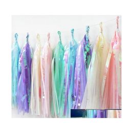 Party Decoration 5Pcs/Bag 14Inch Tissue Paper Tassel Garland Rainbow Mermaid Birthday Diy Baby Shower Wedding Favours Factory Price E Dh6Zf