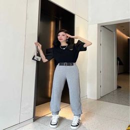 Luxury Designer women t shirt Shirt Triangle Guard Style Spring/Summer 2023 High Waist Loose Versatile Strap Sweatpants Casual Pants