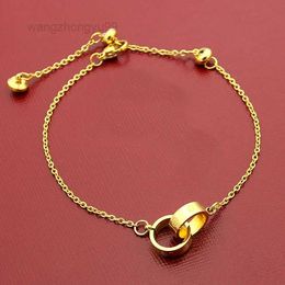 Luxury Fashion Brand Hand Rope Bangle Small Double Ring Titanium Steel 18k Rose Gold Women Love Couple Bracelet