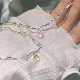 Chains Love Moonstone Necklace Bracelet String Bamboo Zirconia Set Girls' Jewellery Gift