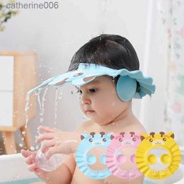 Shower Caps Baby Bath Kids Hat Shampoo Safe Anti Water Cap Accessories Shower Adjustable Soft Shield Bathing Safe Children Shower Head CoverL231110