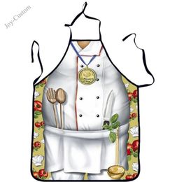 Aprons 3D Funny Apron Chef Kitchen Man Women Dinner Party Cooking Adult Master Culinary Baking Accessories5139637
