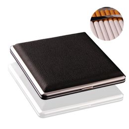 Cigarette Case Stylish Leather Surface Metal Box for 20 Cigarettes Cigarette Box for Men and Women Ideal Gift for Smoker Tobacco Cigarette Holder