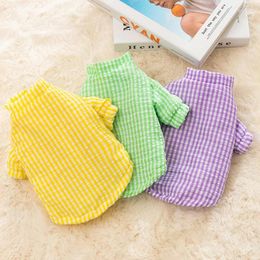 Dog Apparel Yellow Plaid Pet Clothes Puppy Two Legged Cotton Jacket Winter Teddy Warm Thickened Coat Supplies