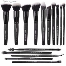 Makeup Brushes ZOREYA 9/15pcs Classic Black Makeup Brushes Comfortable Synthetic Hair Make Up Brush Set Foundation Eye Shadow Cosmetics Tool Q231110