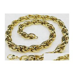 Chains 11Mm14K Gold Plated Steel Twist Twisted Chain Titanium Stainless Necklace Mens Coarse Jewellery Spot Drop Delivery Jewellery Neckla Dhirc