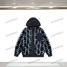 xinxinbuy Men designer Coat Granular velvet Jacket Double letter printing long sleeves women white khaki Black blue S-2XL