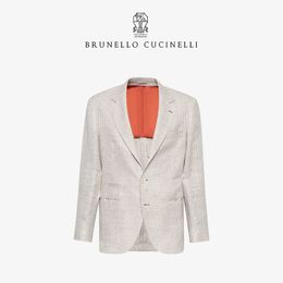 Mens Blazers Brunello Cheque Business Leisure Suit Cucinelli Jacket Coat