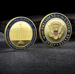 Arts and Crafts Gold coin White House Biden paint Colour gilded commemorative coin Foreign trade digital virtual coin