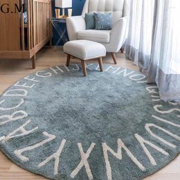 Carpets Nordic Round Letter Thicken Plush Children Room Carpet Cartoon Soft Bedroom Mat Baby Climbing Rug Simple Living Sofa