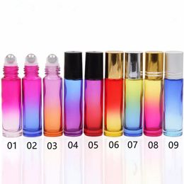 200PCS 10ml Gradient Colour Essential Oil Empty Perfume Roll On Glass Bottle 10cc Roller Ball Thick Glass Durable For Travel