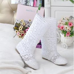 Boots high quality Hollow Boots Shoes Breathable Knit Line Mesh boots Summer Women Boots Knee High Womens Shoes 34-41 231110