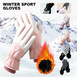 Ski Gloves Winter Unisex Full Finger Men Women Plus Velvet Warm Waterproof Touch Screen Outdoor Sports Skiing Mittens 231109