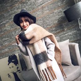 Scarves 2023 Cashmere Scarf Women Winter Thick Pashmina Warm Shl Wr Design Abstract Flower Tassel Blanket Neckerchief Poncho StolesL231110