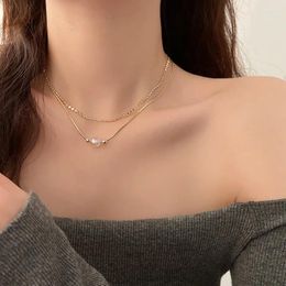 Pendant Necklaces Fashion Jewellery Mermaid Princess Pearl Chain Multi-layer Necklace For Women INS Clavicle Temperament Collar