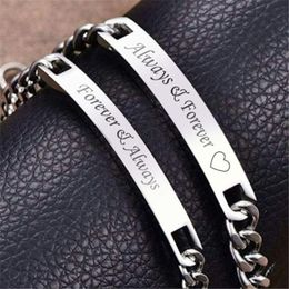 Link Bracelets Chain Couple Always & Forever Women's And Men's Silver Letter Jewellery Fashion Exquisite GiftsLink LinkLink