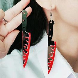 Dangle Earrings 2023 Halloween Bloody Knife For Women Girls Funny Personality Skeleton Ghost Acrylic Geometric Gifts