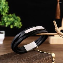 Charm Bracelets MKENDN High Quality Braided Leather Bracelet Men Stainless Steel Magnet Buckle Minimalist Twist For Jewelry