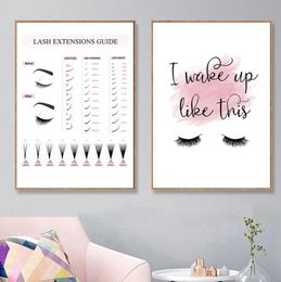 Lash Extensions Guide Poster Makeup Posters And Prints Eyelash Canvas Painting Quotes Wall Art Print Pictures Bedroom Home Decor5116859