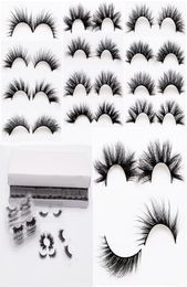 100 Real 3D Mink Hair Lashes Whole Bevel Style False Eyelashes Natural Cross Thick Dramatic Long Fluffy Eyelash Extension Vol2229229