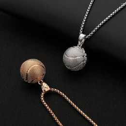 Pendant Necklaces 1pcs Dia 12/21mm Alloy Basketball Necklace Copper Chain Stainless Steel Lobster Clasps For Women Men Jewelry Gifts