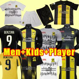 Fans Player version Al Ittihad Soccer Jerseys Kids Kit 23/24 BENZEMA FABINHO KANTE Men 2023 2024 Hamdallah Romarinho Al-Ittihad Football Shirt boys home away third