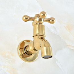 Bathroom Sink Faucets Gold Colour Brass Wall Mount Mop Pool Outdoor Garden Faucet Laundry Water Tap Dav142