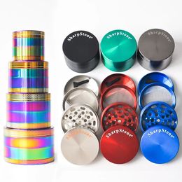 Tobacco Grinders smoke accessroy 40mm 50mm 55mm 63mm 4 partsherb grinder cnc teeth filter net dry herb vaporizer pen 7 colors