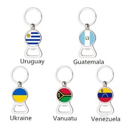 Keychains Vanuatu Guatemala Venezuela Ukraine Uruguay Flag Keychain Multi-function Metal Beer Opener Accessories