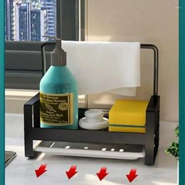 Kitchen Storage Aluminum Sink Caddy Rack Sponge Holder Organizer With Drain Tray Soap Accessories