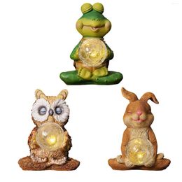 Garden Decorations Cute Resin Animal Figurine Solar Light For Outdoor Home Decor